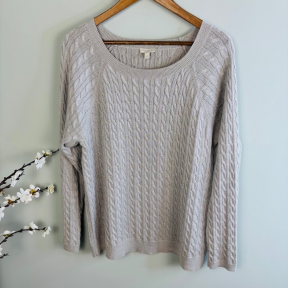 Talbots Woman Metallic Cable Knit Sweater Size 2X - Picture 2 of 3